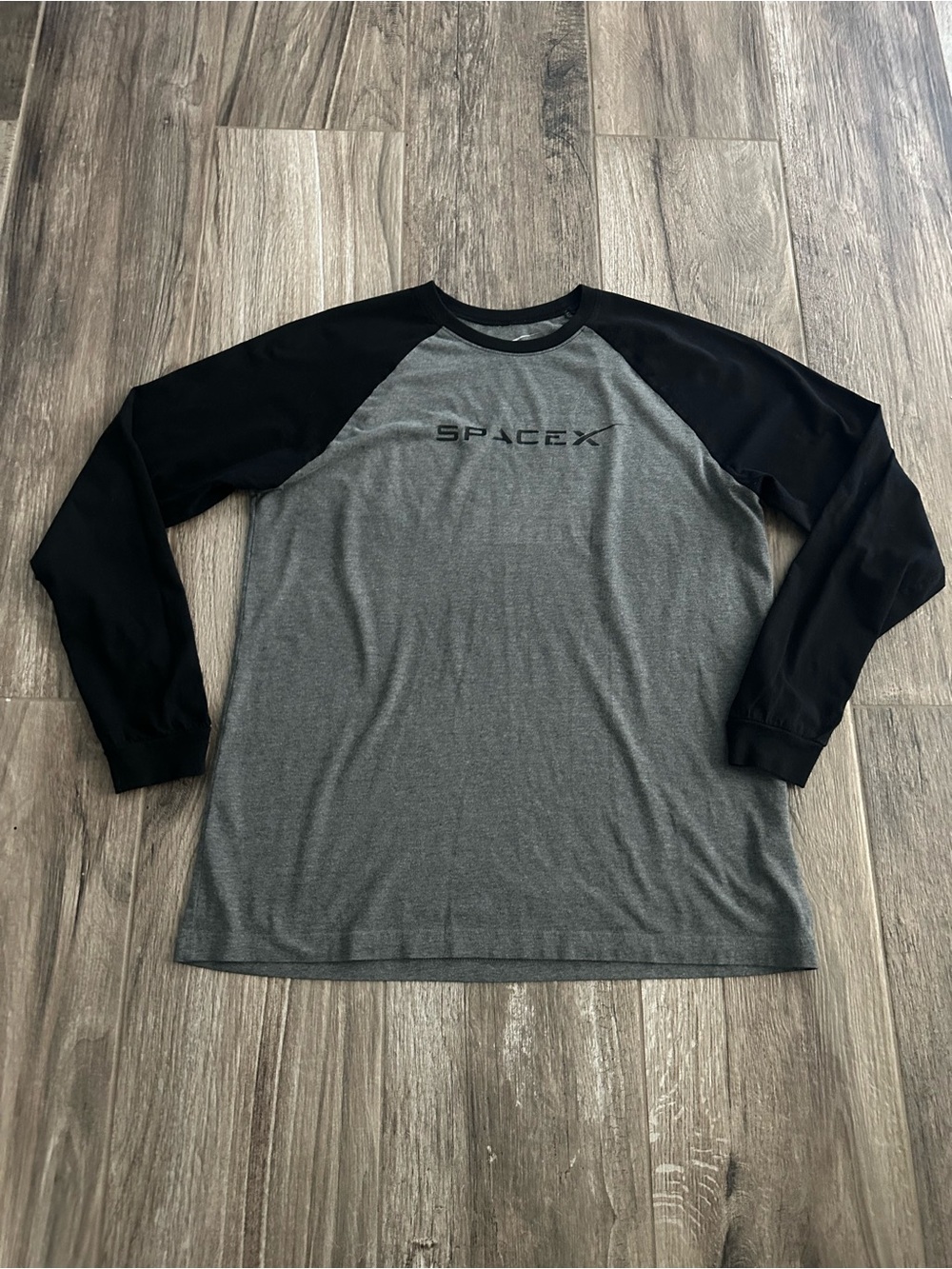 SpaceX Grey and Black Raglan Long Sleeve Shirt